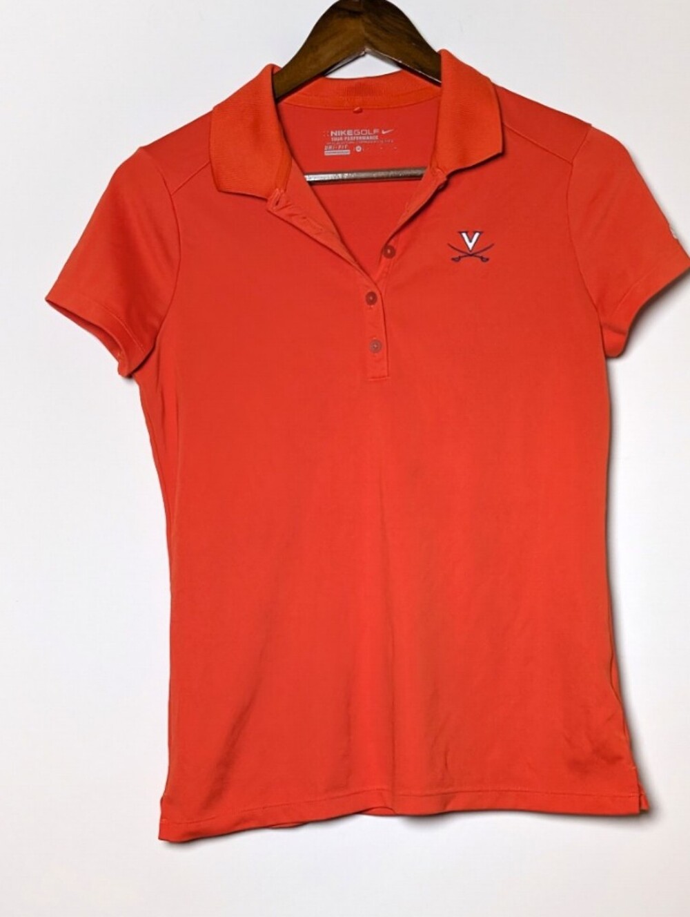 Nike Women’s Orange Polo Shirt with Embroidered UVA University Of Virginia M